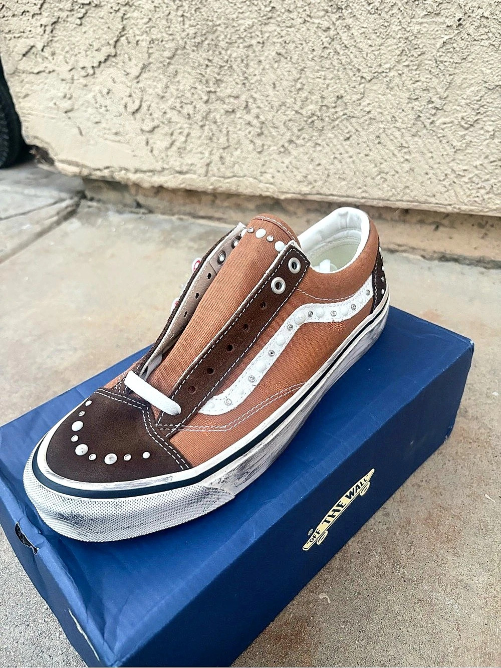 Vans LX Old Skool 36 Pearlized Pack Studded Brown & White NWT